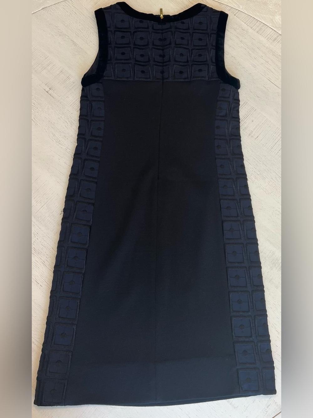 Tory Burch Black Sleeveless Shift Dress with Textured Neckline - Picture 7 of 7